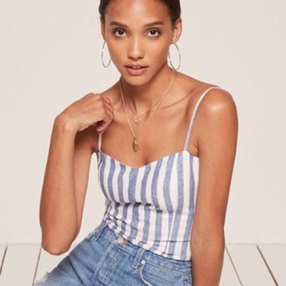 Reformation Tops - NWT RARE Reformation blue white stripe corset top